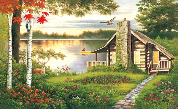 Lafayette Puzzle Factory - "Misty Lake Cottage" - 1000 pezzi