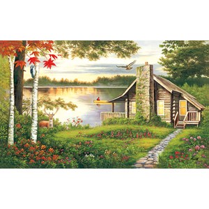 Lafayette Puzzle Factory - "Misty Lake Cottage" - 1000 pezzi
