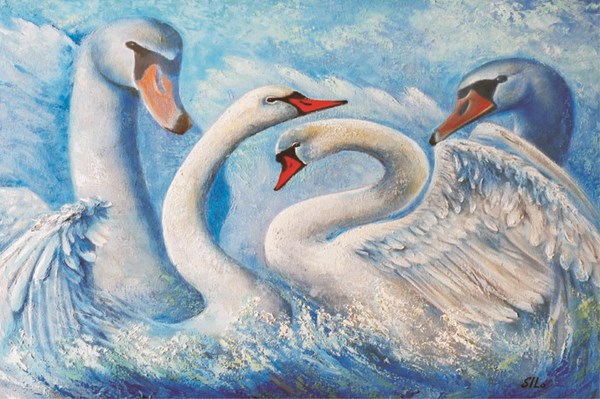 Gold Puzzle (61222) - "Swans" - 1000 pezzi