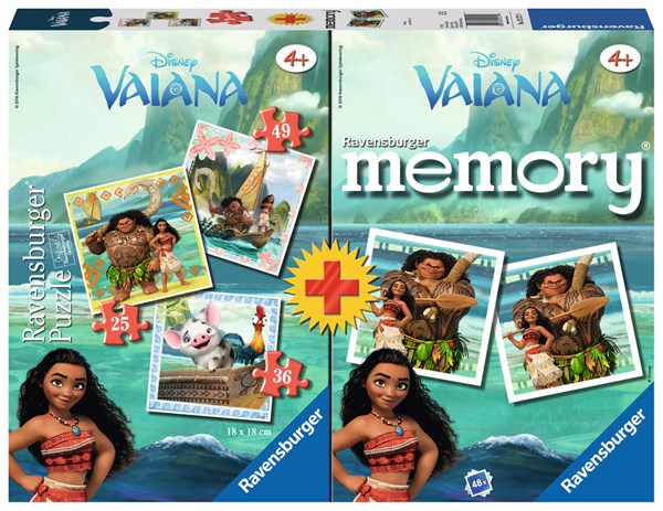 Ravensburger (21272) - "Vaiana + Memory" - 25 36 49 pezzi