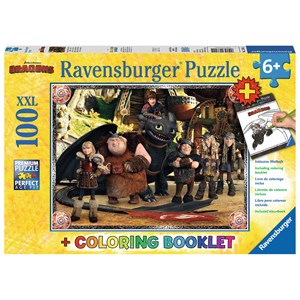 Ravensburger (13701) - "Dragons + Coloring Booklet" - 100 pezzi