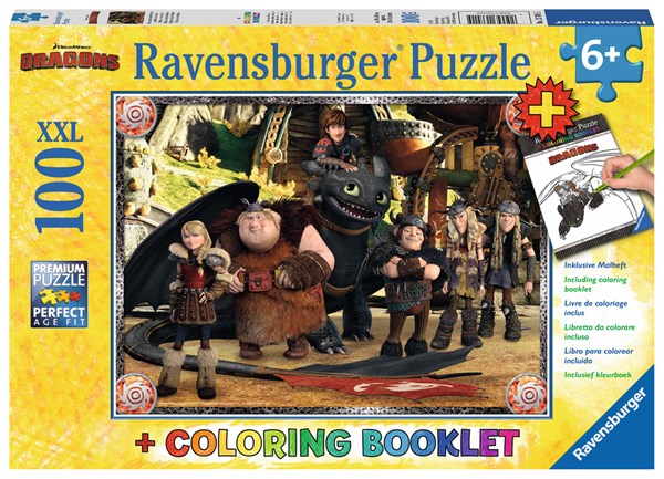 Ravensburger (13701) - "Dragons + Coloring Booklet" - 100 pezzi