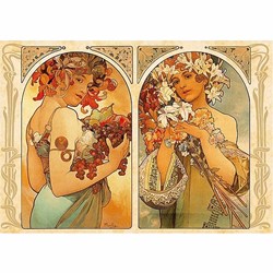 D-Toys (66930-MU06) - Alphonse Mucha: "Fruit and Flower Dyptich" - 1000 pezzi