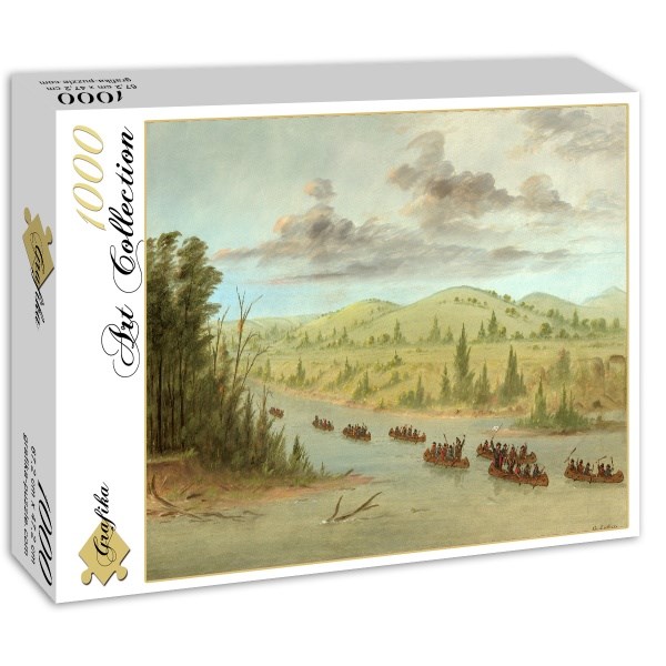 Grafika (02236) - George Catlin: "La Salle's Party Entering the Mississippi in Canoes. February 6, 1682, 1847-1848" - 1000 pezzi