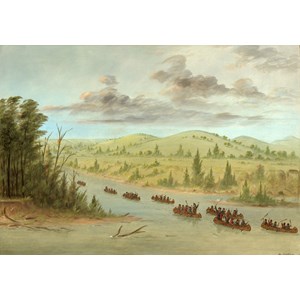 Grafika (02236) - George Catlin: "La Salle's Party Entering the Mississippi in Canoes. February 6, 1682, 1847-1848" - 1000 pezzi