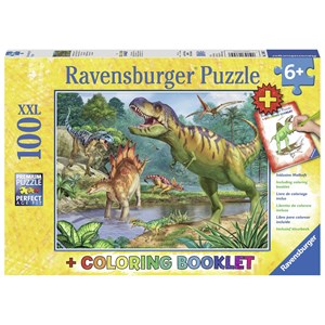 Ravensburger (13695) - "World of Dinosaurs + Colouring Booklet" - 100 pezzi