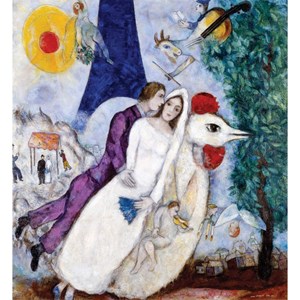 Puzzle Michele Wilson (A956-250) - Marc Chagall: "The Bridal Pair with the Eiffel Tower" - 250 pezzi