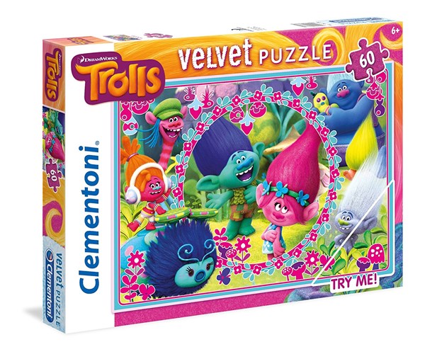 Clementoni (20138) - "Trolls, Velvet Puzzle" - 60 pezzi