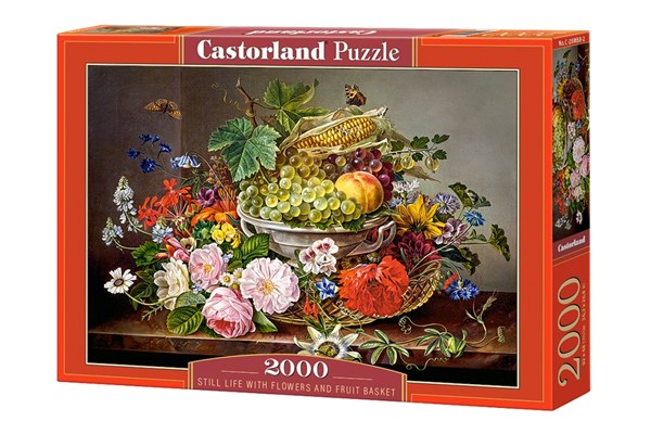 Castorland (C-200658) - "Still Life with Flowers and Fruit Basket" - 2000 pezzi