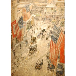 Grafika (00268) - Childe Hassam: "Flags on 57th Street, Winter, 1918" - 1000 pezzi