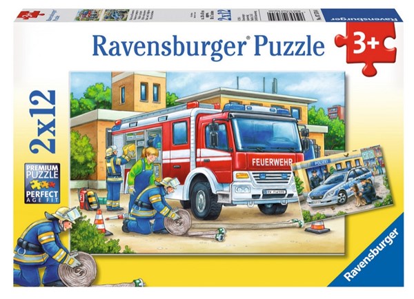 Ravensburger (07574) - "Police and Firefighters" - 12 pezzi