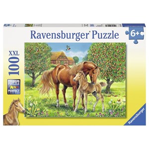 Ravensburger (10577) - "Horses on the Field" - 100 pezzi