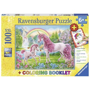 Ravensburger (13698) - "Magical Unicorns + Coloring Book" - 100 pezzi