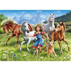 Castorland (B-13029) - "The girl and the horses in meadow" - 120 pezzi