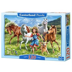 Castorland (B-13029) - "The girl and the horses in meadow" - 120 pezzi