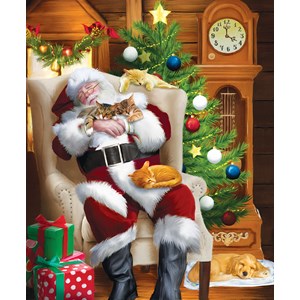 SunsOut (28698) - Tom Wood: "Santa and His Cats" - 1000 pezzi