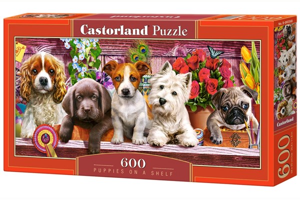 Castorland (B-060368) - "Puppies on a Shelf" - 600 pezzi
