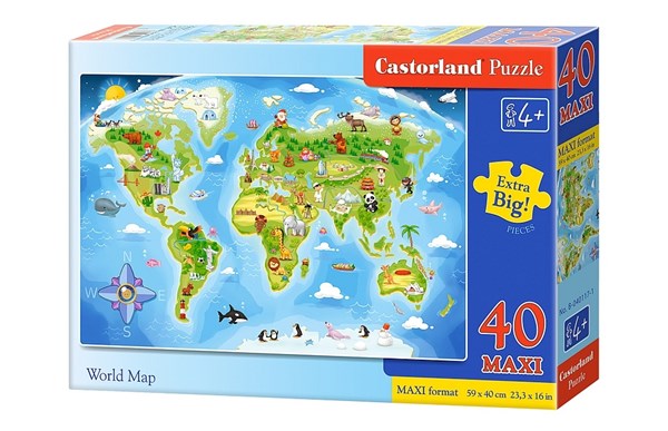 Castorland (B-040117) - "World Map" - 40 pezzi