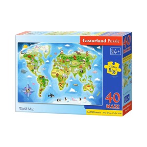Castorland (B-040117) - "World Map" - 40 pezzi