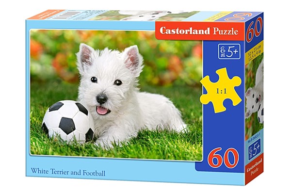 Castorland (B-06823) - "White Terrier and Football" - 60 pezzi