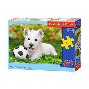 Castorland (B-06823) - "White Terrier and Football" - 60 pezzi
