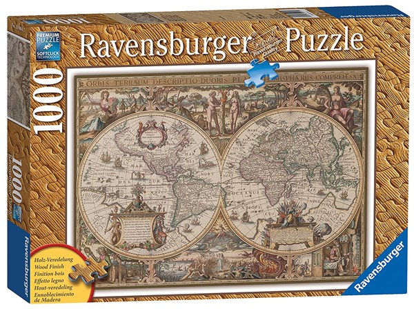 Ravensburger (19004) - "Print Wood, Antic Map of the World" - 1000 pezzi