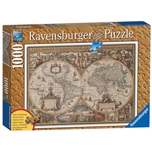 Ravensburger (19004) - "Print Wood, Antic Map of the World" - 1000 pezzi
