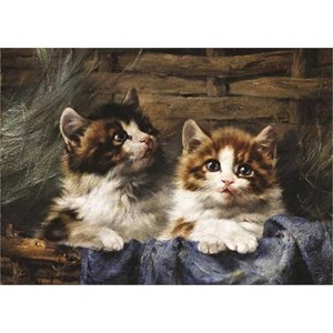 Gold Puzzle (60683) - Julius Adam: "Two Kittens in a Basket" - 500 pezzi