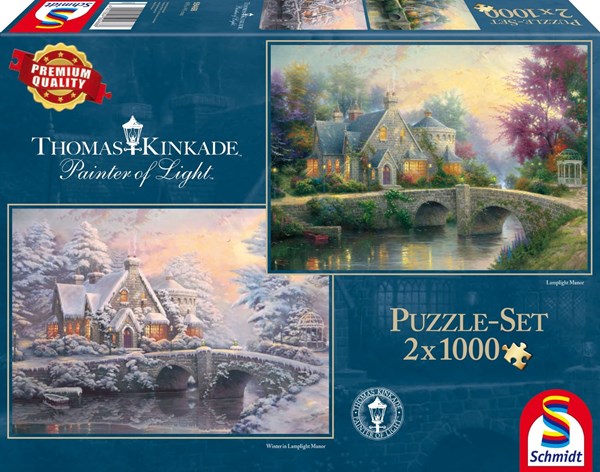 Schmidt Spiele (59468) - Thomas Kinkade: "Lamplight Manour, Winter at Lamplight Manour" - 1000 pezzi