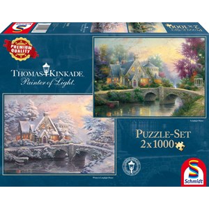 Schmidt Spiele (59468) - Thomas Kinkade: "Lamplight Manour, Winter at Lamplight Manour" - 1000 pezzi