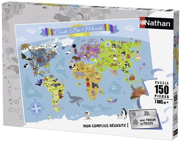 Nathan (86806) - "World Map (in French)" - 150 pezzi