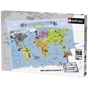 Nathan (86806) - "World Map (in French)" - 150 pezzi
