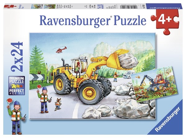 Ravensburger (07802) - "Excavators and Forest Tractor" - 24 pezzi