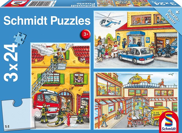 Schmidt Spiele (56215) - "Fire Brigade and Police" - 24 pezzi