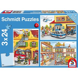 Schmidt Spiele (56215) - "Fire Brigade and Police" - 24 pezzi