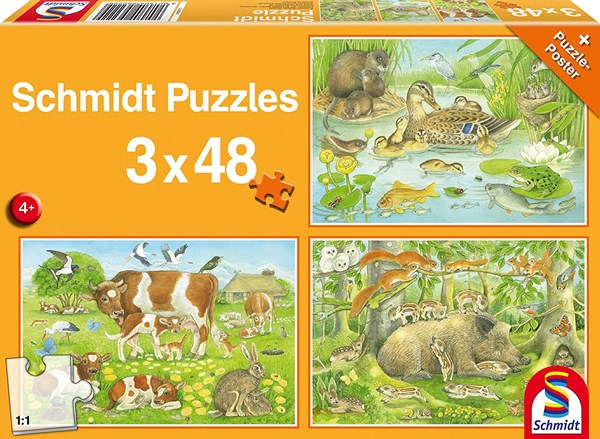 Schmidt Spiele (56222) - "Animal Families" - 48 pezzi