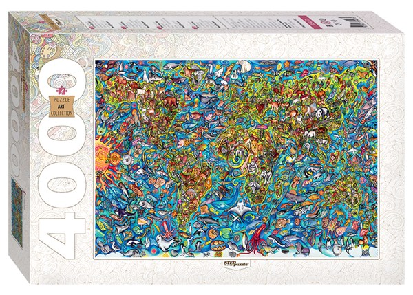 Step Puzzle (85407) - "Map of the World" - 4000 pezzi