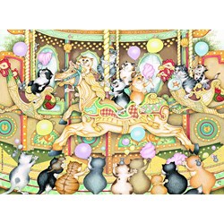 Ravensburger (14696) - Linda Jane Smith: "Crazy Cats on Carousel" - 500 pezzi