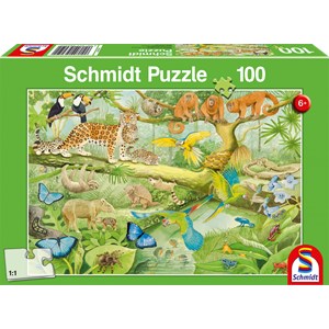 Schmidt Spiele (56250) - "Animals in the Rainforest" - 100 pezzi