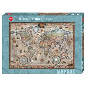 Heye (29871) - Rajko Zigic: "Retro World Map" - 1000 pezzi