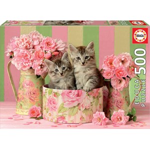 Educa (17960) - "Kittens with roses" - 500 pezzi