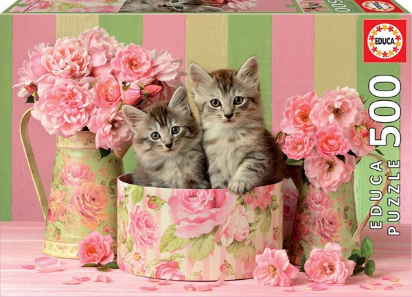 Educa (17960) - "Kittens with roses" - 500 pezzi