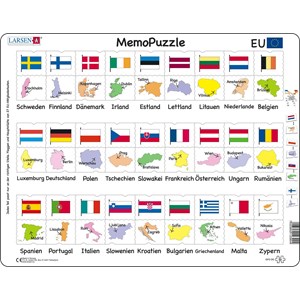 Larsen (GP2-DE) - "MemoPuzzle, Names, flags and capitals of 27 EU member states (in German)" - 54 pezzi