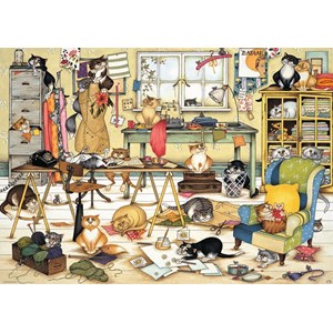 Ravensburger (19245) - Linda Jane Smith: "Crazy Cats in the Craft Room" - 1000 pezzi