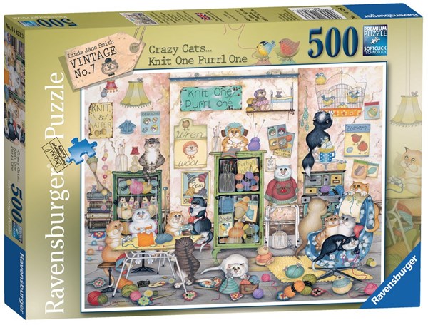 Ravensburger (14823) - Linda Jane Smith: "Knit one, Purrl one" - 500 pezzi