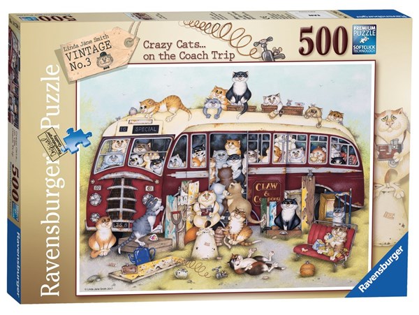 Ravensburger (14750) - Linda Jane Smith: "Crazy Cats Vintage Bus" - 500 pezzi