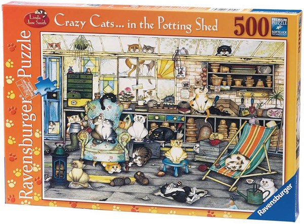 Ravensburger (14135) - Linda Jane Smith: "Crazy Cats in the Potting Shed" - 500 pezzi