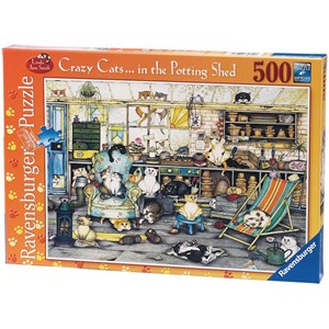 Ravensburger (14135) - Linda Jane Smith: "Crazy Cats in the Potting Shed" - 500 pezzi