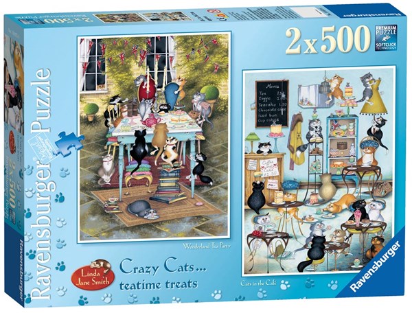 Ravensburger (14075) - Linda Jane Smith: "Crazy Cats Tea Time Treats" - 500 pezzi