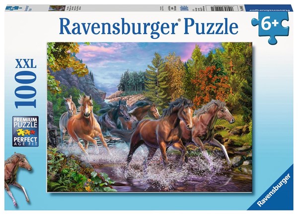 Ravensburger (10403) - "Rushing River Horses" - 100 pezzi